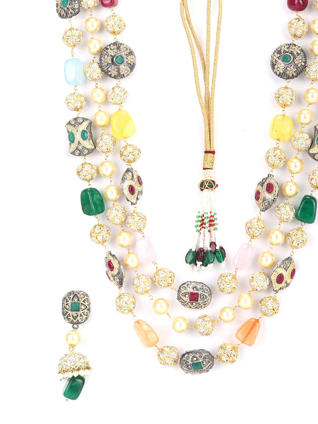 Priyaasi Women Multi-Color Beads Pearls Stones Gold-Polished Jewellery Set - Swadesiicart