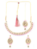 Priyaasi Women Pink Kundan Pearls Gold-Polished Jewellery Set with MaangTikka - Noz2Toz