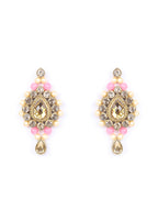 Priyaasi Women Pink Kundan Pearls Gold-Polished Jewellery Set with MaangTikka - Swadesiicart