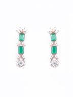 Priyaasi Women Green American Diamond Rose Gold-Polished Jewellery Set - Swadesiicart