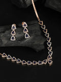 Priyaasi Women Blue American Diamond Rose Gold-Polished Jewellery Set - Noz2Toz