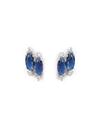 Priyaasi Women Blue American Diamond Silver Plated Jewellery Set - Swadesiicart
