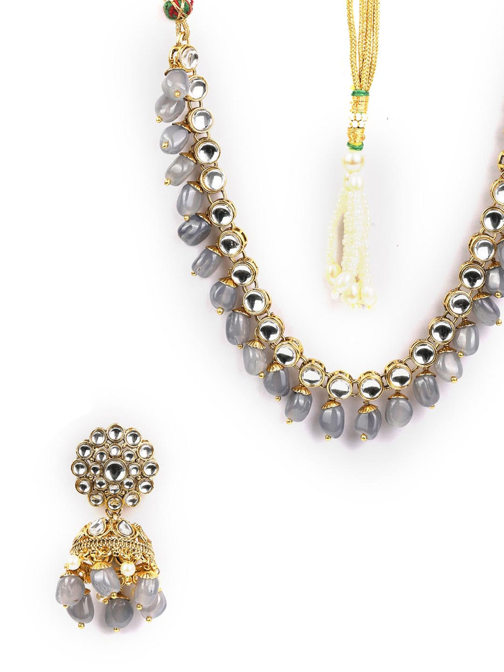 Priyaasi Women Kundan Gold-Polished Jewellery Set with MaangTikka - Swadesiicart