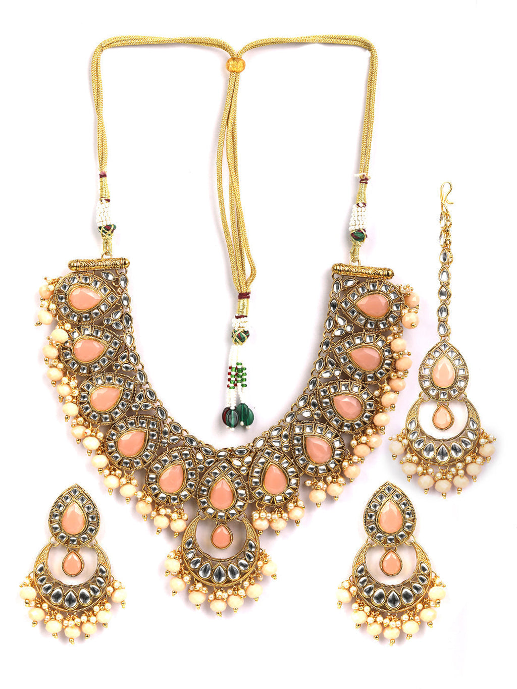 Priyaasi Women Pink Gold-Polished Jewellery Set - Swadesiicart
