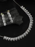 Priyaasi Women Dazzle Blocked-Silver Plated American Diamond Jewellery Set - Noz2Toz