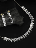 Priyaasi Women Dazzle Blocked-Silver Plated American Diamond Jewellery Set - Noz2Toz