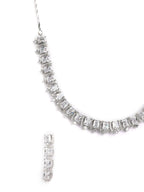 Priyaasi Women Dazzle Blocked-Silver Plated American Diamond Jewellery Set - Swadesiicart