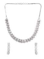 Priyaasi Women Dazzle Blocked-Silver Plated American Diamond Jewellery Set - Swadesiicart