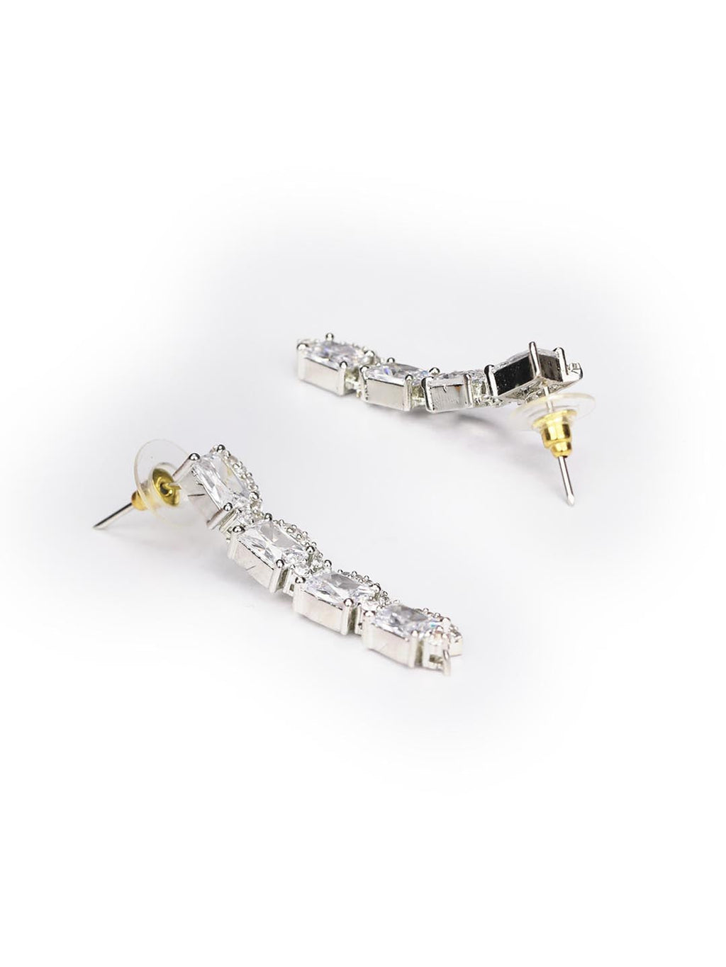 Priyaasi Women Dazzle Blocked-Silver Plated American Diamond Jewellery Set - Swadesiicart
