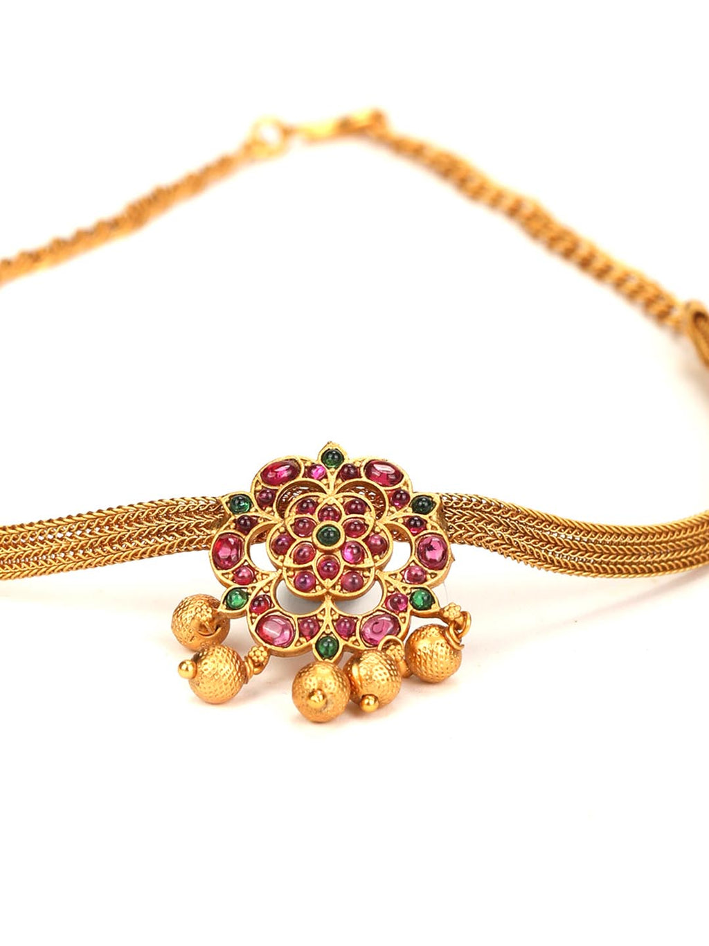 Priyaasi Women Kemp Stones Gold-Polished Floral Jewellery Set - Swadesiicart