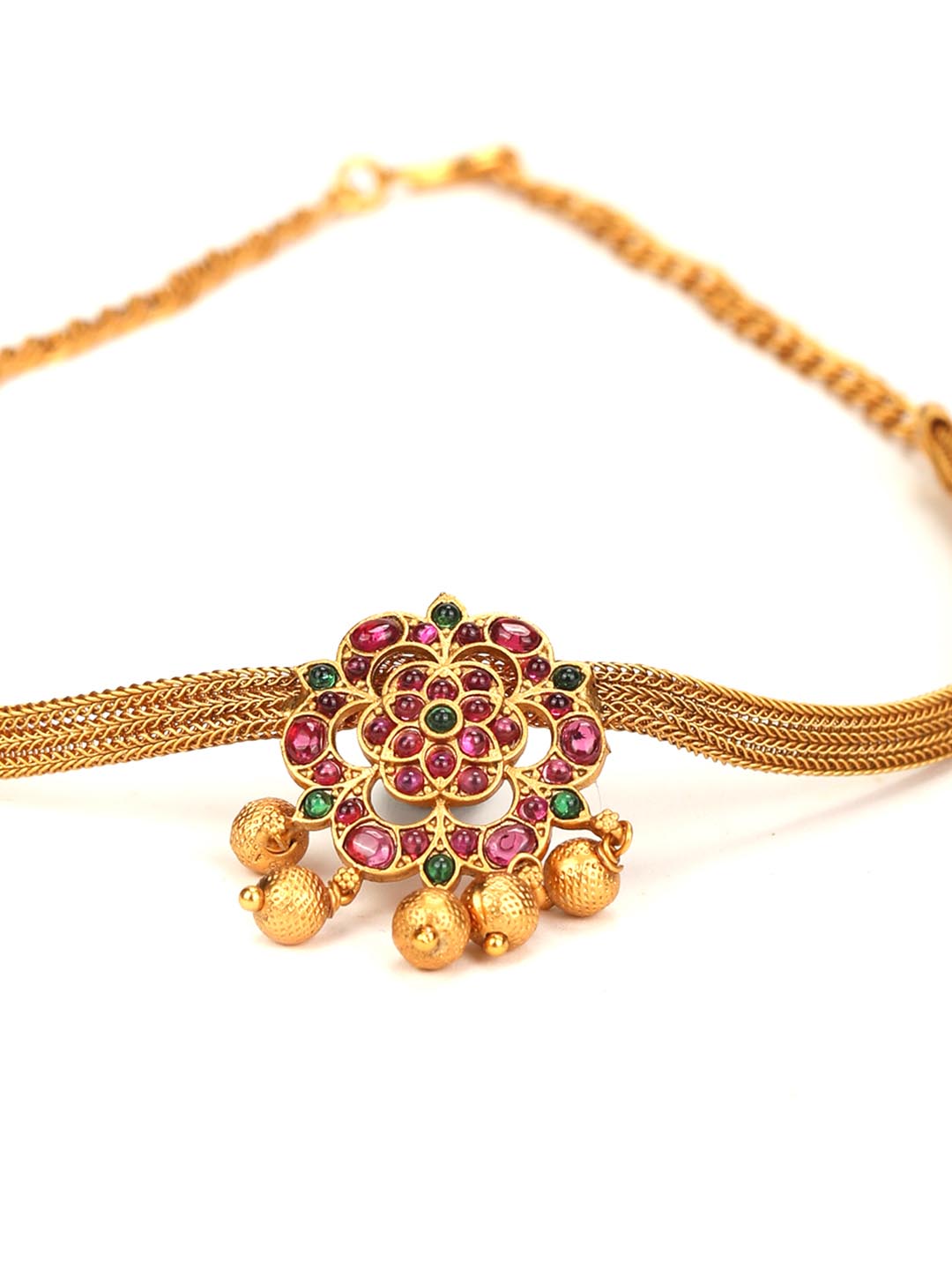 Priyaasi Women Kemp Stones Gold-Polished Floral Jewellery Set - Swadesiicart