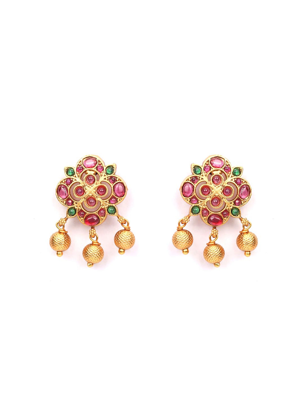 Priyaasi Women Kemp Stones Gold-Polished Floral Jewellery Set - Swadesiicart