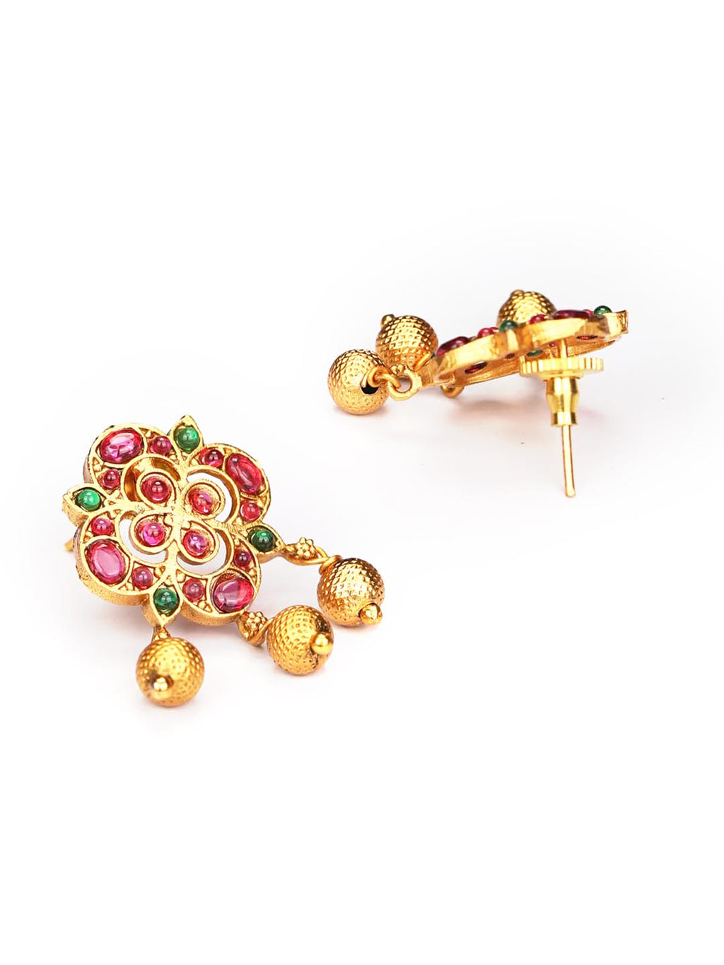Priyaasi Women Kemp Stones Gold-Polished Floral Jewellery Set - Swadesiicart