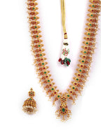 Priyaasi Women Multi-Color Kemp Stones Gold-Polished Peacock Jewellery Set - Swadesiicart