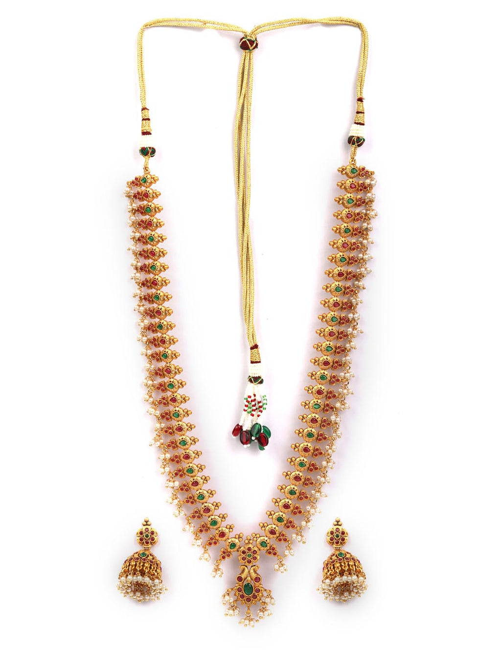 Priyaasi Women Multi-Color Kemp Stones Gold-Polished Peacock Jewellery Set - Swadesiicart