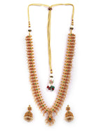Priyaasi Women Multi-Color Kemp Stones Gold-Polished Peacock Jewellery Set - Swadesiicart