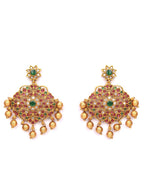 Priyaasi Women Multi-Color Kemp Stones American Diamond Gold-Polished Jewellery Set - Swadesiicart