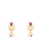 Priyaasi Women Maroon Ruby American Diamond Gold-Polished Jewellery Set - Swadesiicart