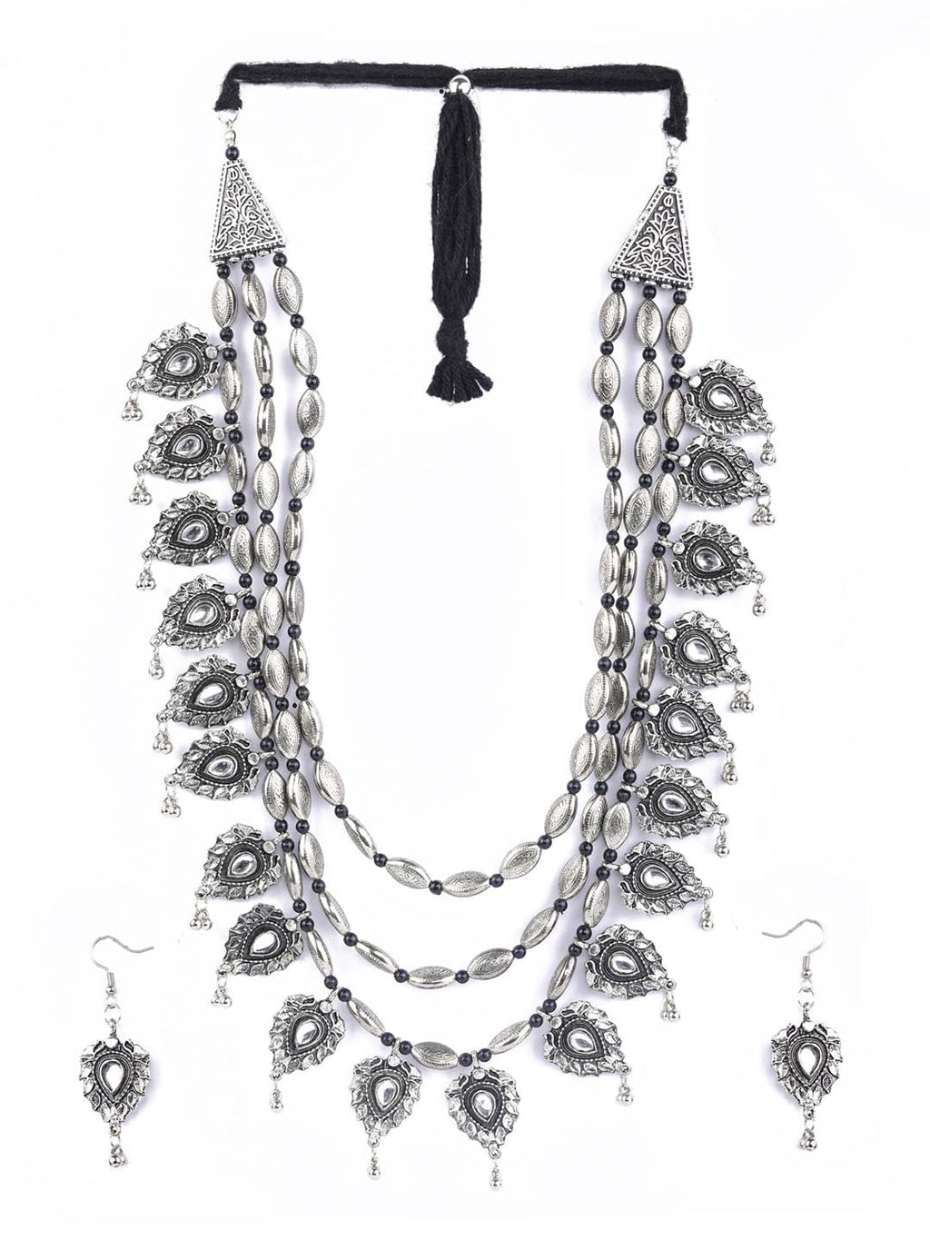 Priyaasi Women Kundan Stones Studded Silver Plated Jewellery Set - Noz2Toz