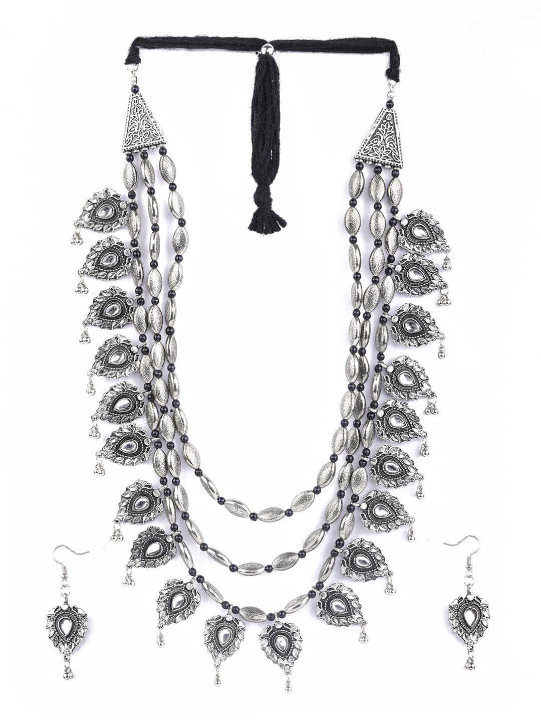 Priyaasi Women Kundan Stones Studded Silver Plated Jewellery Set - Noz2Toz