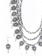 Priyaasi Women Kundan Stones Studded Silver Plated Jewellery Set - Swadesiicart