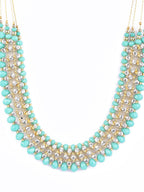 Priyaasi Women Mint Green Cubic Zirconia Stones Studded Gold-Polished Jewellery Set with Bracelet - Swadesiicart