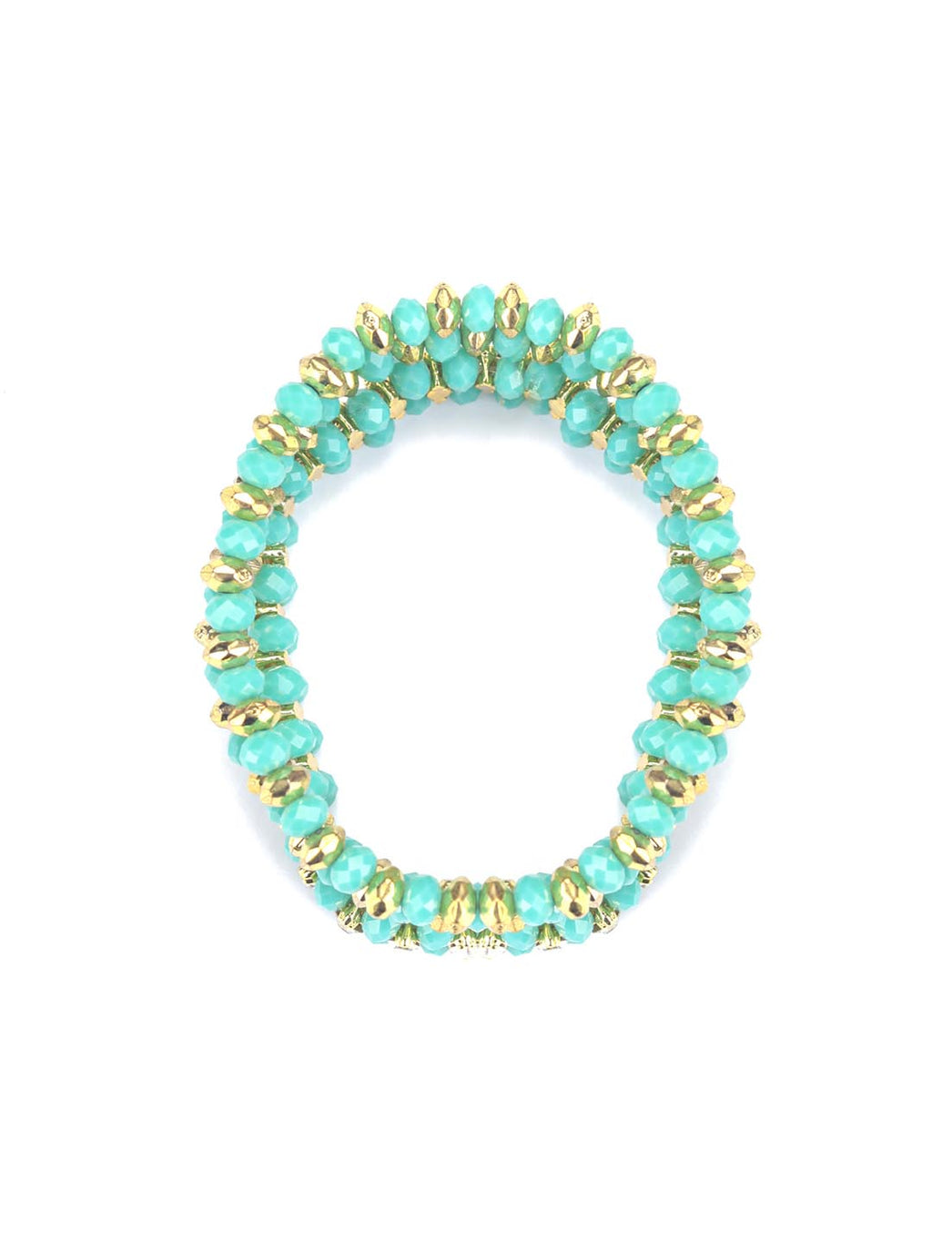 Priyaasi Women Mint Green Cubic Zirconia Stones Studded Gold-Polished Jewellery Set with Bracelet - Swadesiicart