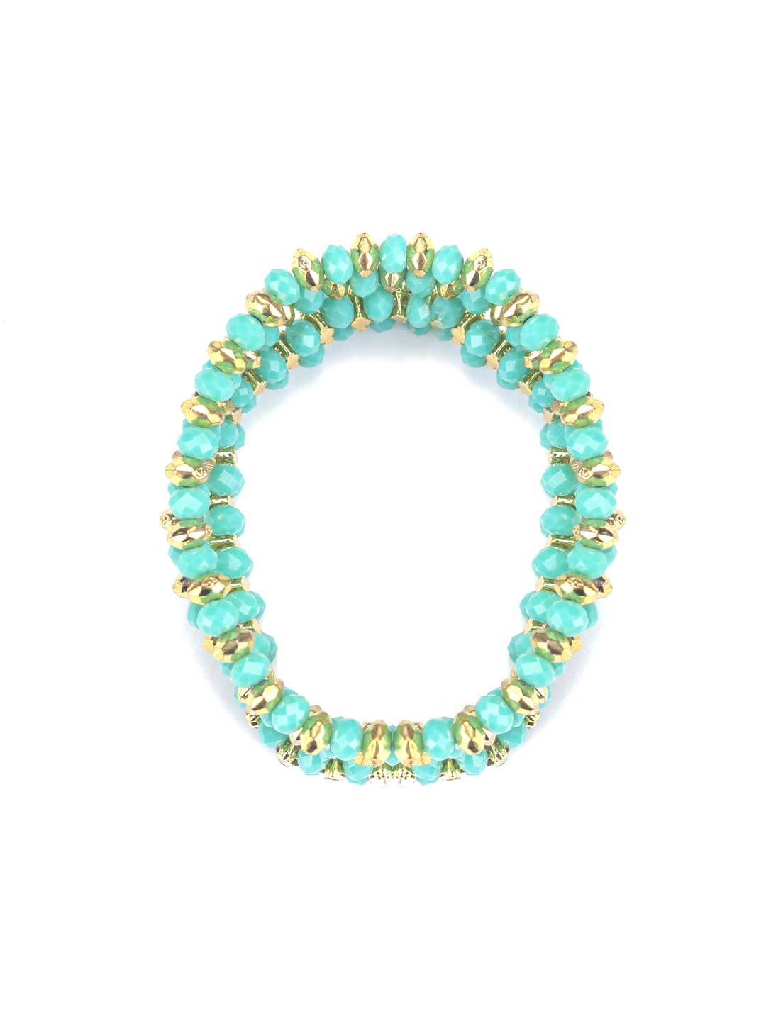 Priyaasi Women Mint Green Cubic Zirconia Stones Studded Gold-Polished Jewellery Set with Bracelet - Swadesiicart
