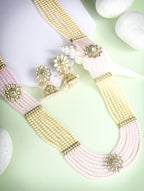 Priyaasi Women Pink Kundan Gold-Polished Raani Haar Jewellery Set - Noz2Toz