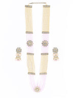 Priyaasi Women Pink Kundan Gold-Polished Raani Haar Jewellery Set - Swadesiicart