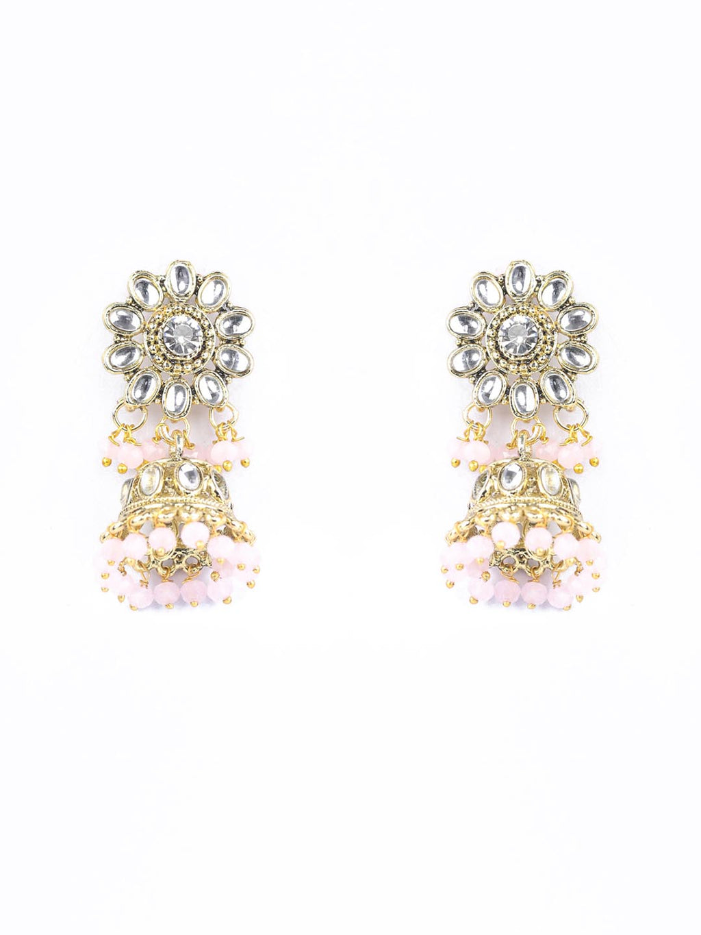 Priyaasi Women Pink Kundan Gold-Polished Raani Haar Jewellery Set - Swadesiicart