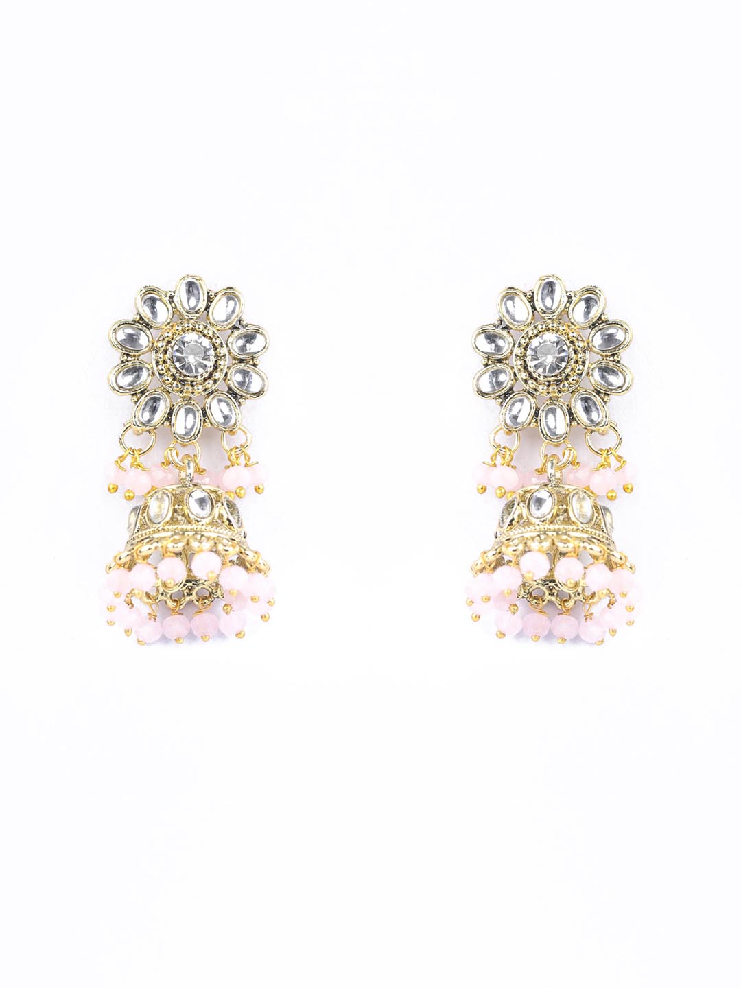 Priyaasi Women Pink Kundan Gold-Polished Raani Haar Jewellery Set - Swadesiicart