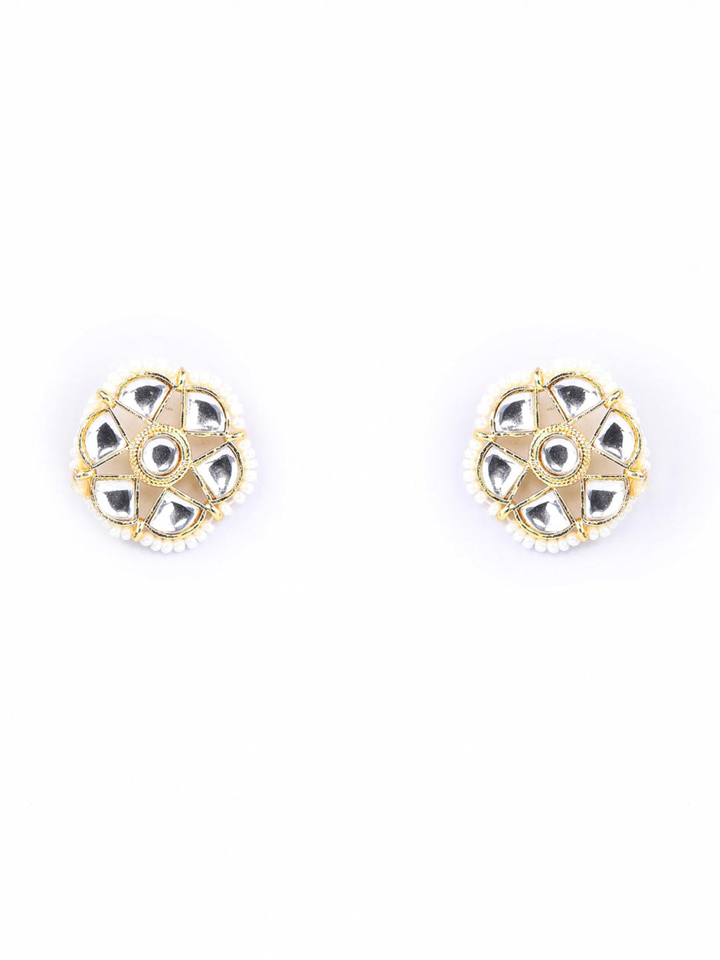 Priyaasi Women Mint Green White Kundan Gold-Polished Choket Set - Swadesiicart
