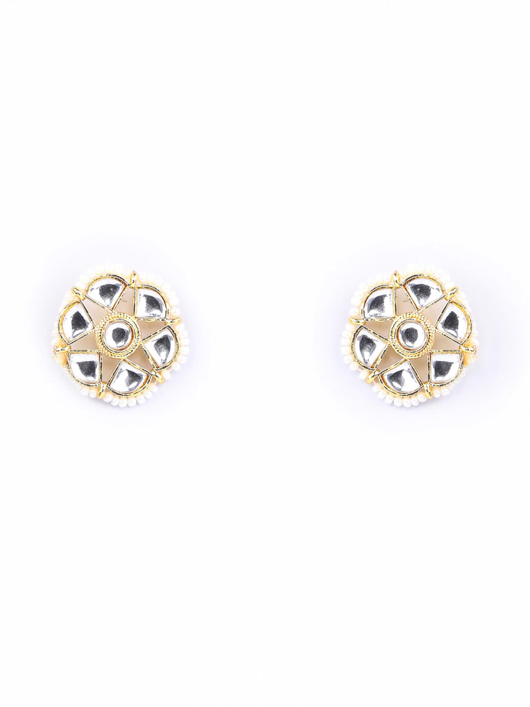 Priyaasi Women Mint Green White Kundan Gold-Polished Choket Set - Swadesiicart