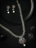Priyaasi Women Green Ruby Emerald German Silver Plated Jewellery Set - Noz2Toz
