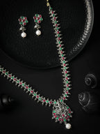 Priyaasi Women Green Ruby Emerald German Silver Plated Jewellery Set - Noz2Toz