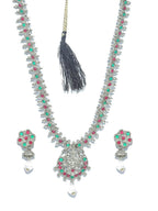 Priyaasi Women Green Ruby Emerald German Silver Plated Jewellery Set - Swadesiicart