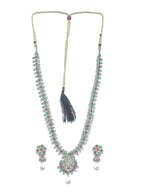 Priyaasi Women Green Ruby Emerald German Silver Plated Jewellery Set - Swadesiicart