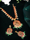 Priyaasi Women Green Ruby Kemp Stones Gold-Polished Jewellery Set - Noz2Toz