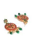 Priyaasi Women Green Ruby Kemp Stones Gold-Polished Jewellery Set - Swadesiicart