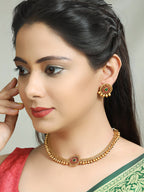 Priyaasi Women Ruby Gold-Polished Jewellery Set - Swadesiicart