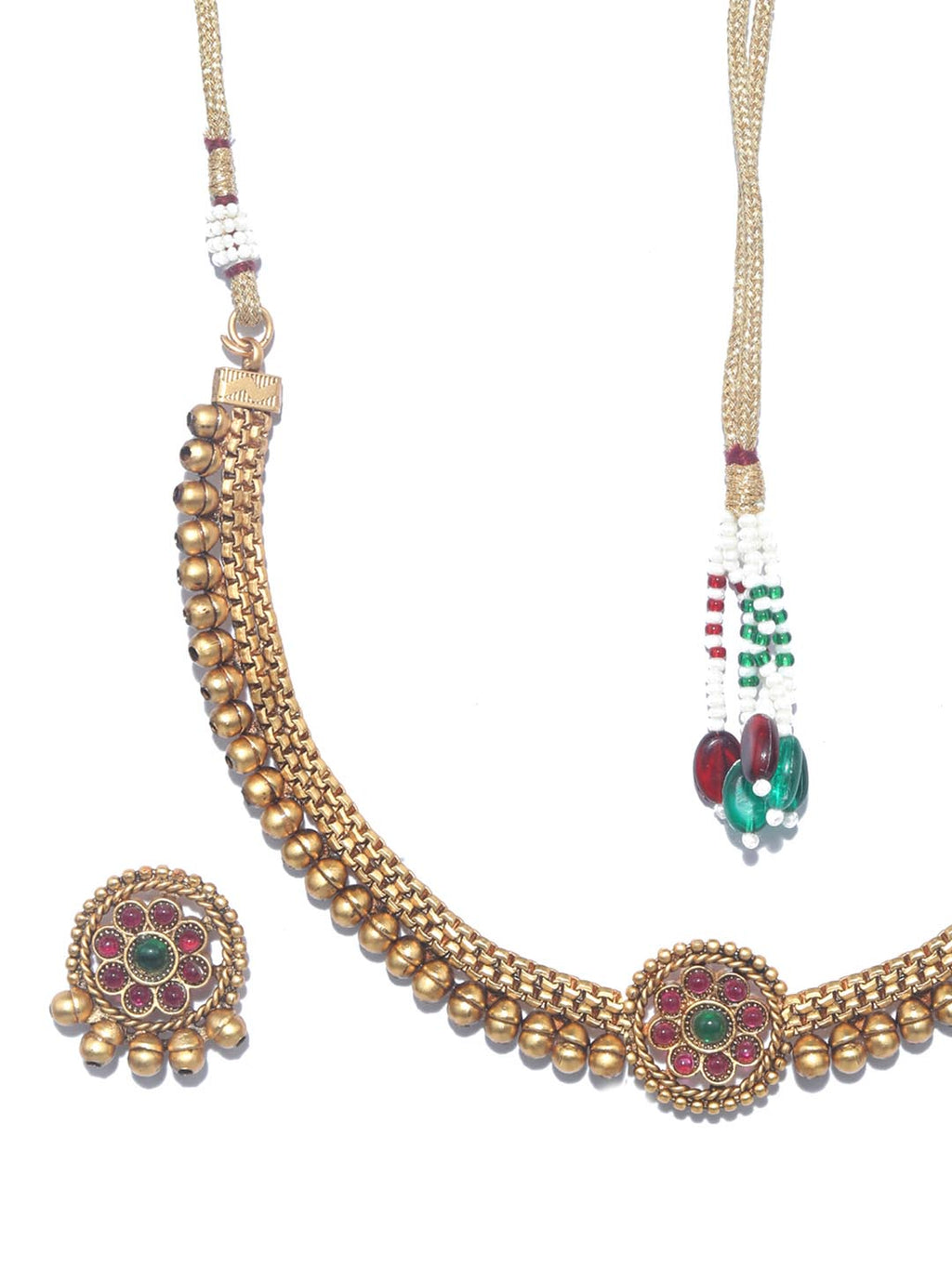 Priyaasi Women Ruby Gold-Polished Jewellery Set - Swadesiicart