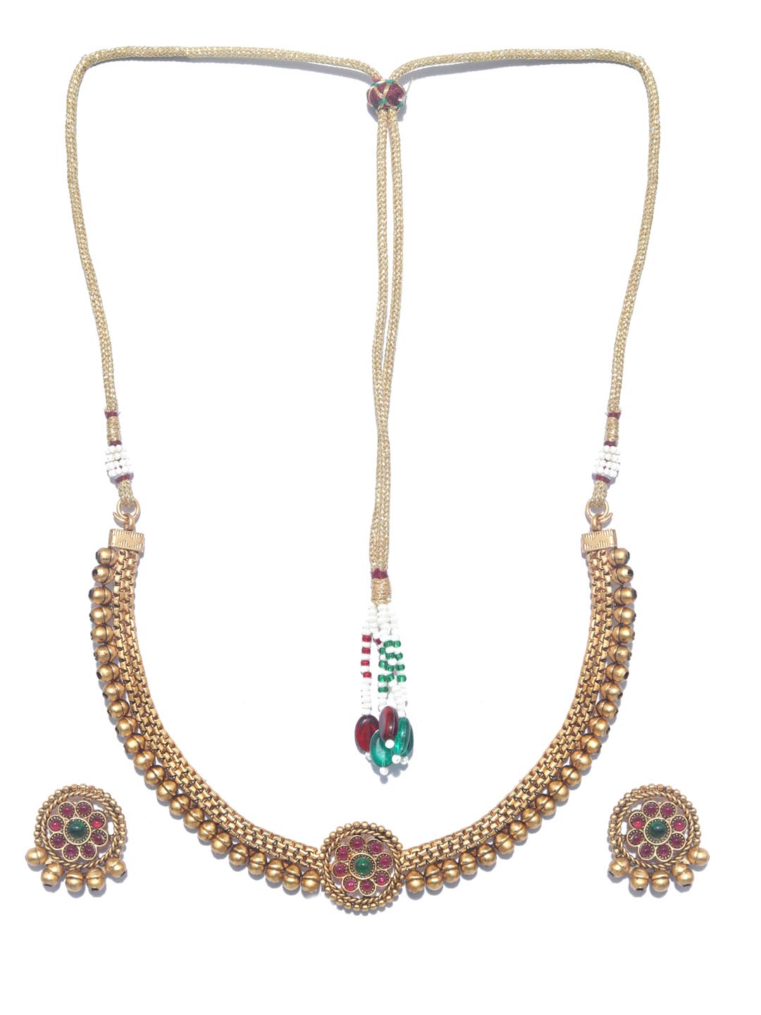 Priyaasi Women Ruby Gold-Polished Jewellery Set - Swadesiicart
