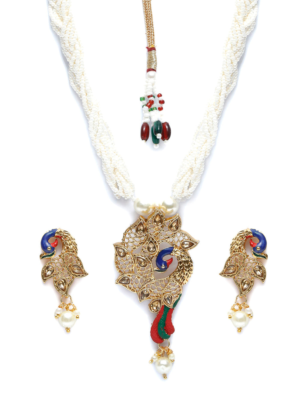Priyaasi Women Gold-Polished Peacock Jewellery Set - Swadesiicart