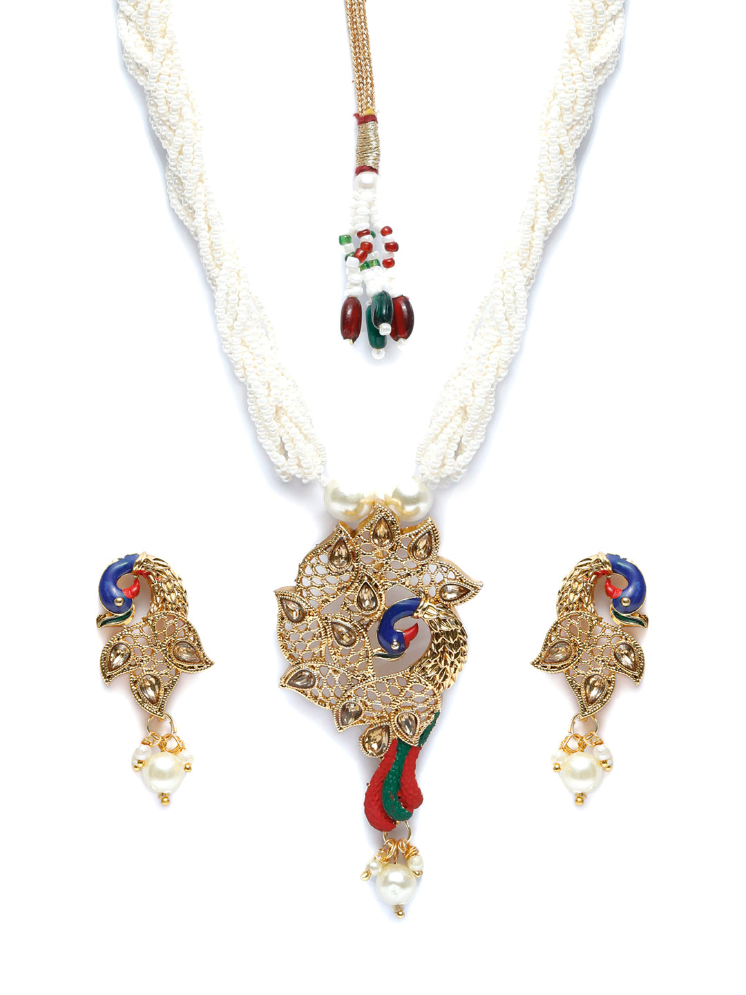 Priyaasi Women Gold-Polished Peacock Jewellery Set - Swadesiicart