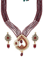 Priyaasi Women Maroon Gold-Polished Kundan Jewellery Set - Swadesiicart