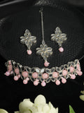Priyaasi Women Classic American Diamond Rose Gold Floral Jewellery Set - Noz2Toz