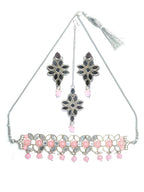 Priyaasi Women Classic American Diamond Rose Gold Floral Jewellery Set - Swadesiicart