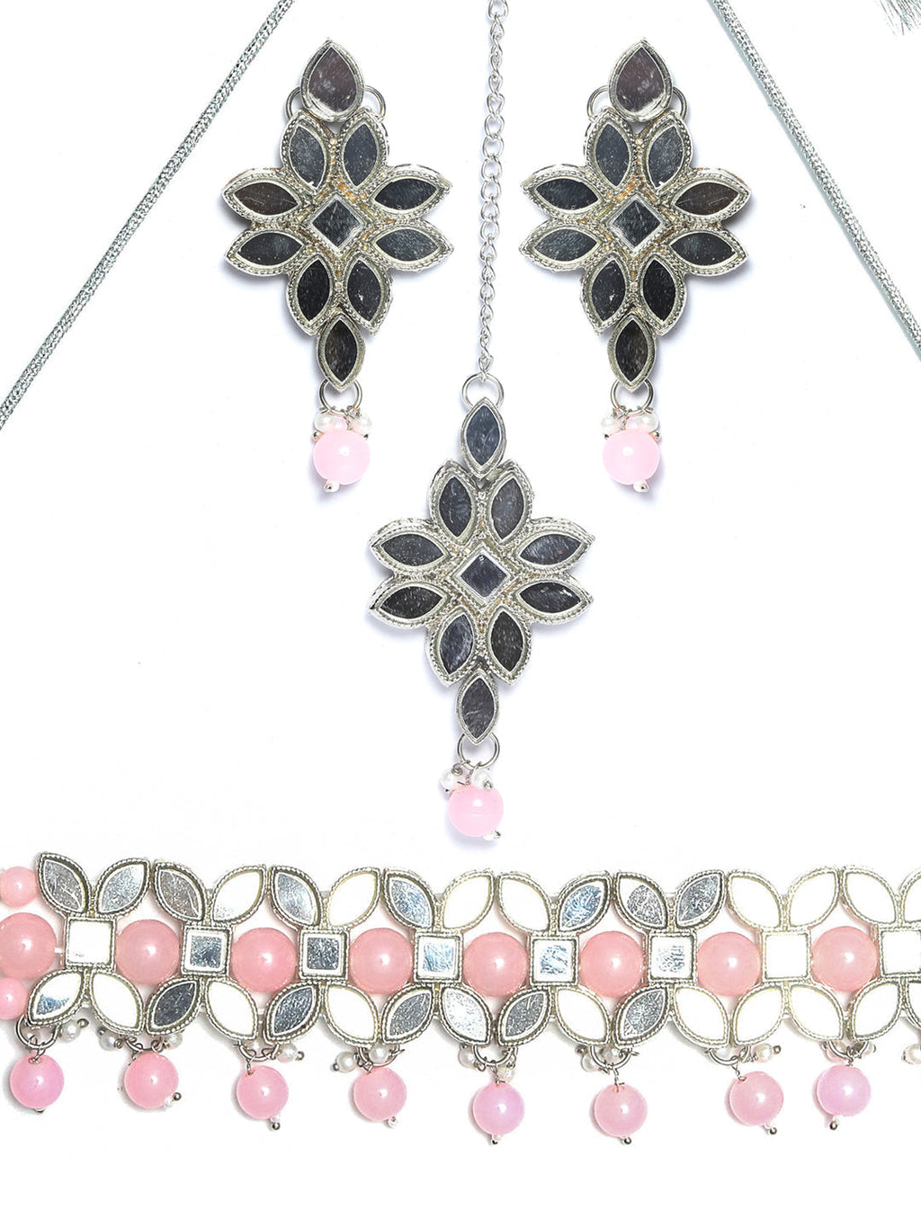 Priyaasi Women Classic American Diamond Rose Gold Floral Jewellery Set - Swadesiicart
