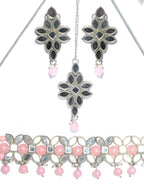 Priyaasi Women Classic American Diamond Rose Gold Floral Jewellery Set - Swadesiicart